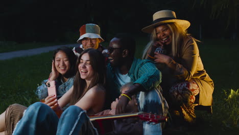 friends hanging out in the park