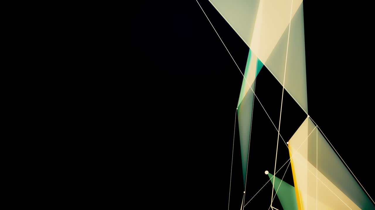 추상적인 컴퓨터는 혼란스러운 느리게 움직이는 점, 선 및 삼각형 배경에서 원활한 루프 추상적인 기하학적 움직임을 생성합니다.