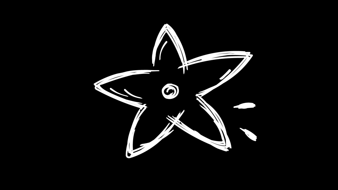 Schizzo animato di stella disegnato a mano su sfondo nero