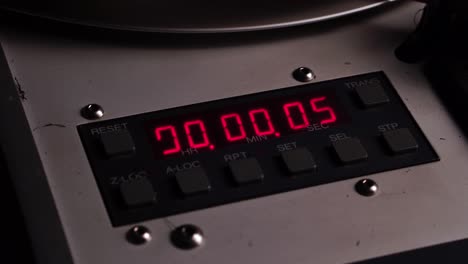 starting playback or recording on reel to reel audio tape, close up of time counter