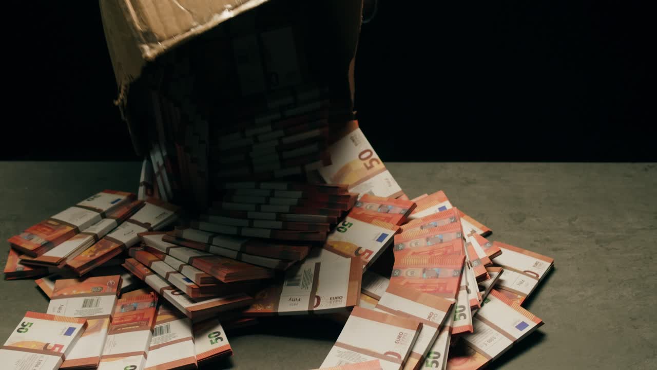 Specialised police officer Counting dollar banknotes in crime lab, conceptual image. High quality 4k footage