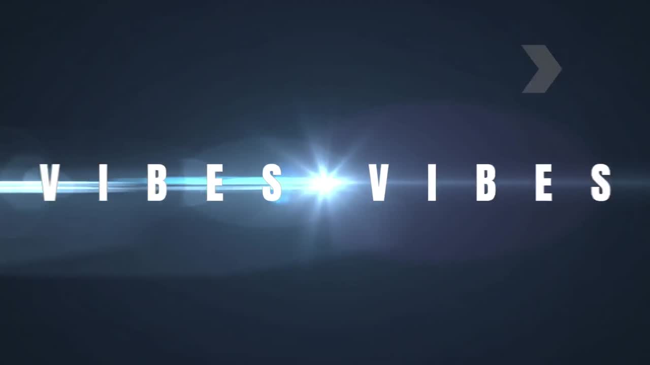 Animation of vibes text over light trails on black background