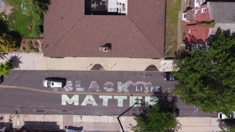 black lives matter mural painted on street in pottstown