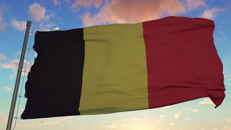 national belgium flag fluttering in the wind. 4k