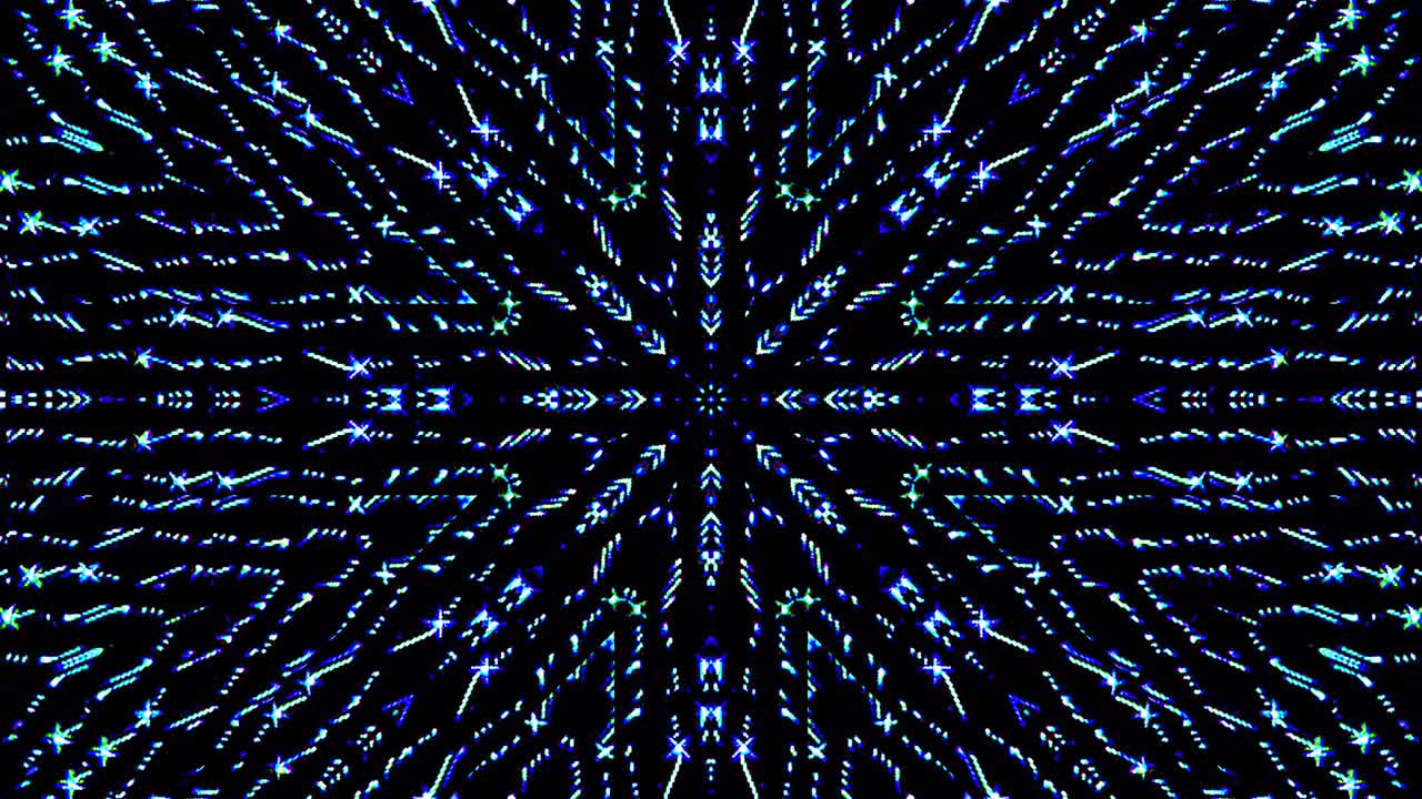 las líneas brillantes brillantes establecen un movimiento de onda azul, colorido, sobre un fondo negro