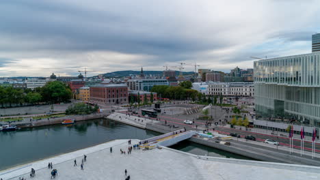 oslo downtown timelapse skyline traffic