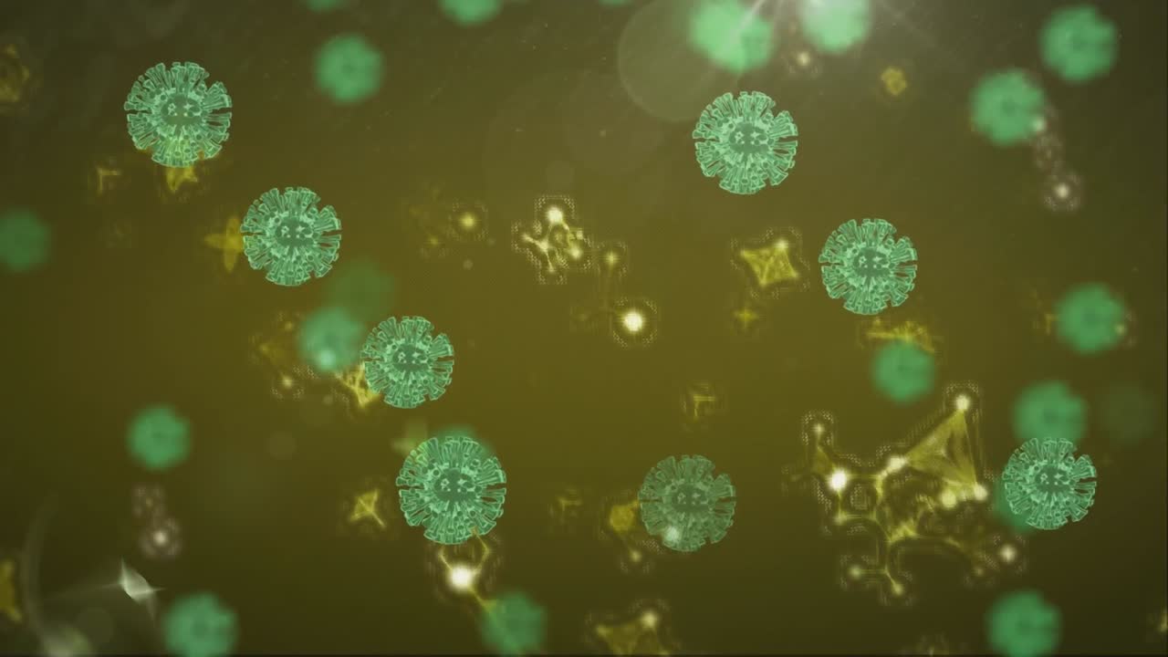 animación de múltiples moléculas y elementos químicos flotando sobre un fondo verde