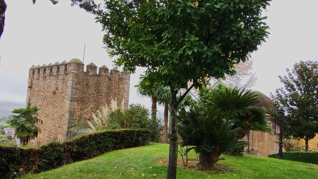 Walls and battlements of a Templar fortress. Jerez de los Caballeros. Spain.