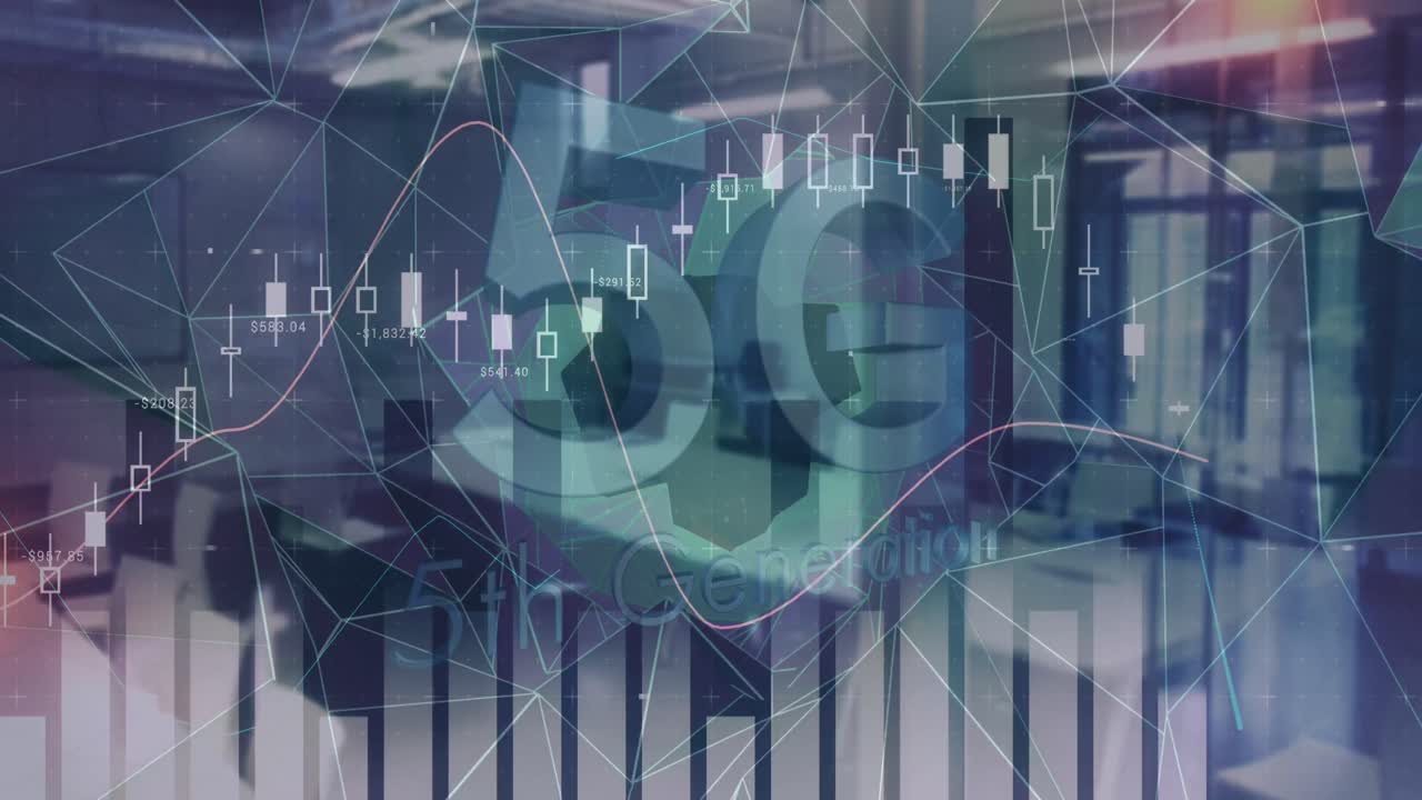 5g 텍스트, 통계 데이터 처리 및 빈 사무실에 대한 연결 네트워크