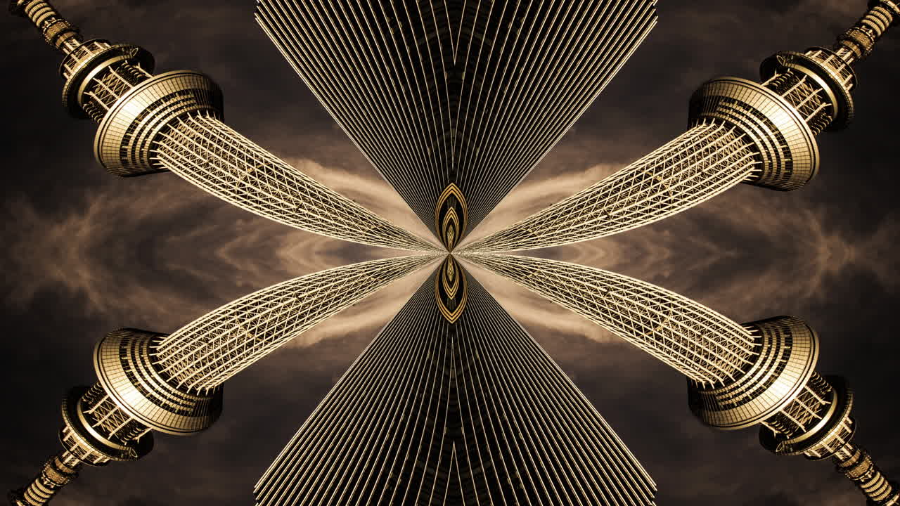 timelapse of tokyo city scene and skyline made into abstract fisheye tiny planet