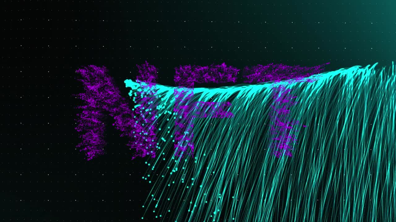 어두운 배경에 빛나는 보라색 불빛 위의 nft 텍스트의 애니메이션