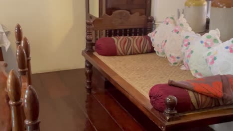 4k video of antique furniture in india showing some breakfast left overs on an antique table