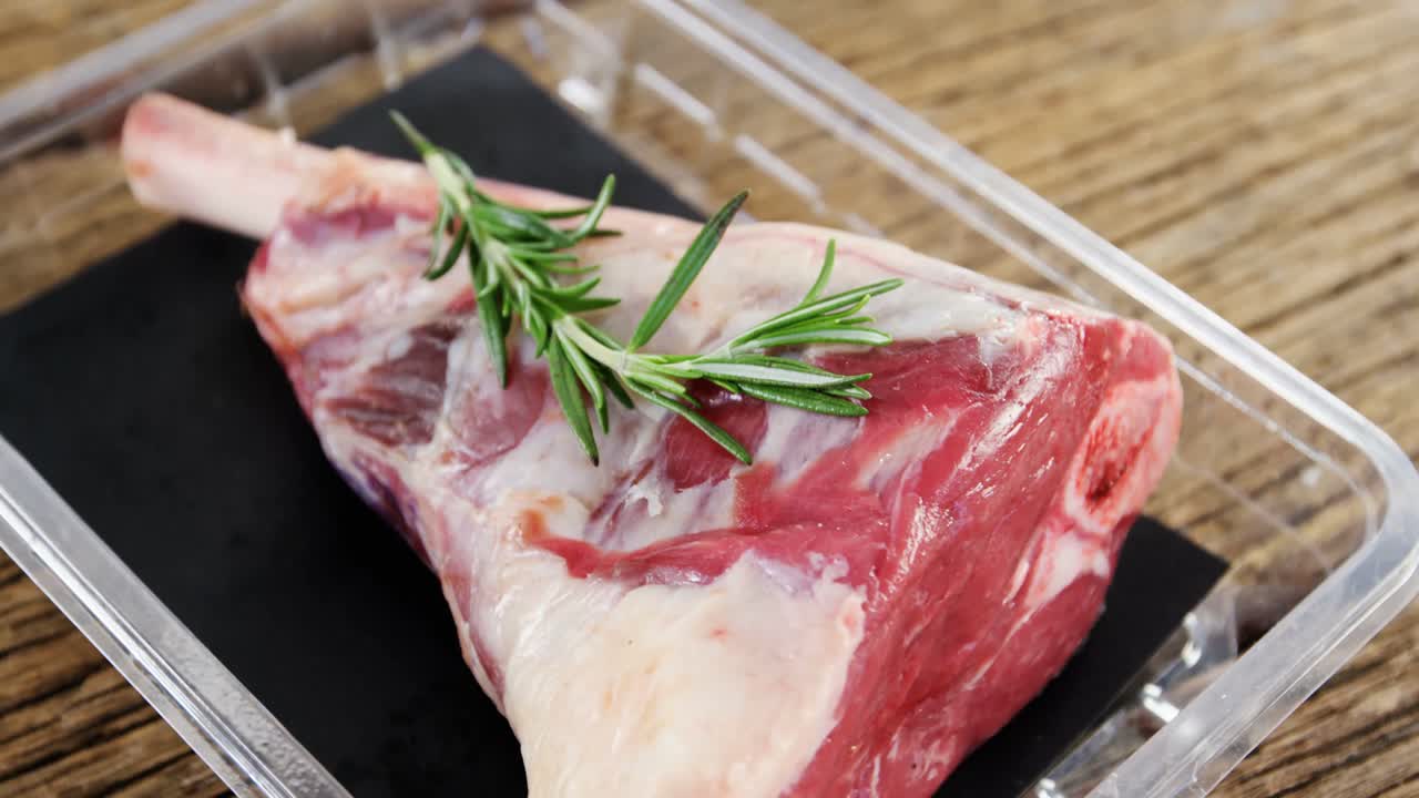 Rib chop in plastic conatiner Premium Stock Video Footage