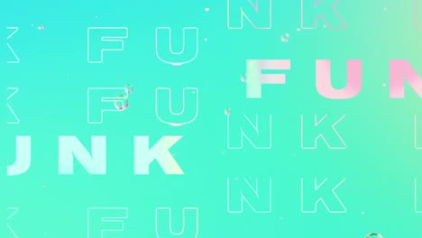 animación de texto funk sobre un fondo abstracto con patrones líquidos