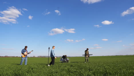 band performing in a field