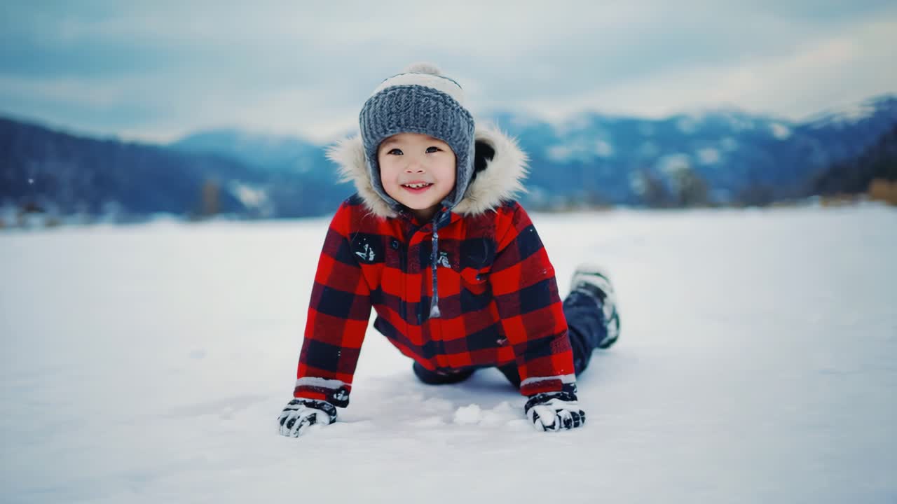 un niño jugando en la nieve