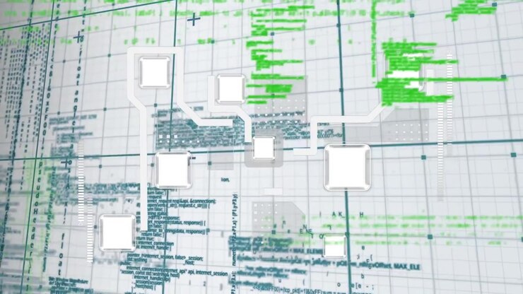 Animation of connections and data processing over grid