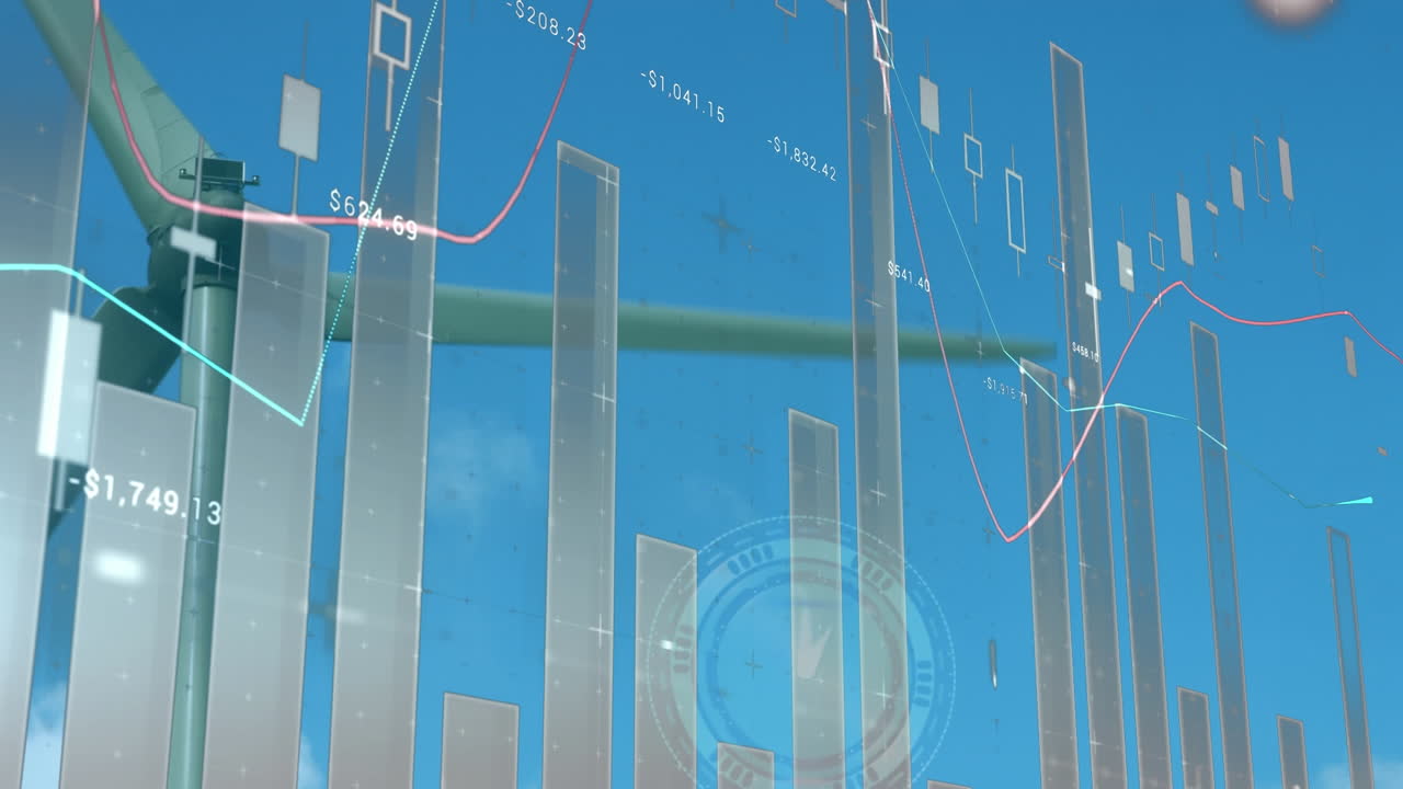 풍력 터빈을 통해 통계 및 데이터 처리의 애니메이션