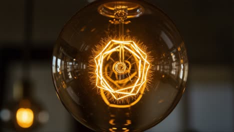 a captivating display of vintage light bulb design featuring a unique geometric filament that illuminates with a stunning glow, perfect for aesthetic spaces
