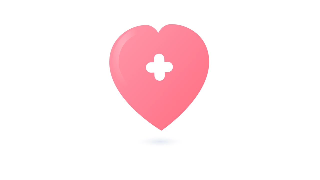 Animated Pink Heart with White Plus Sign Icon