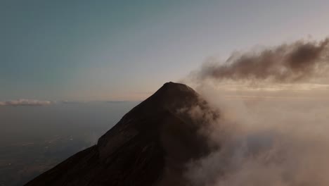 fuego volcano during beautiful sunset in guatemala