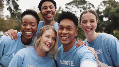 group of volunteers smiling together