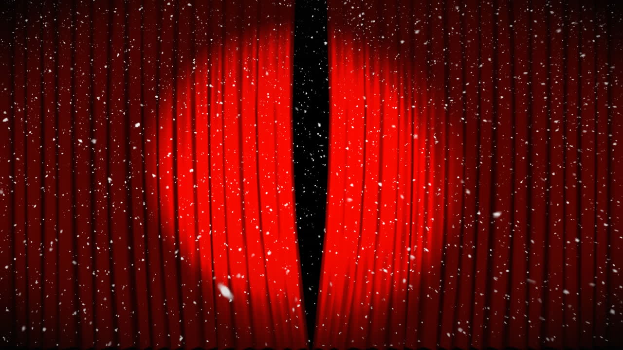 animación digital de cortinas de teatro que se abren con reflectores 4k