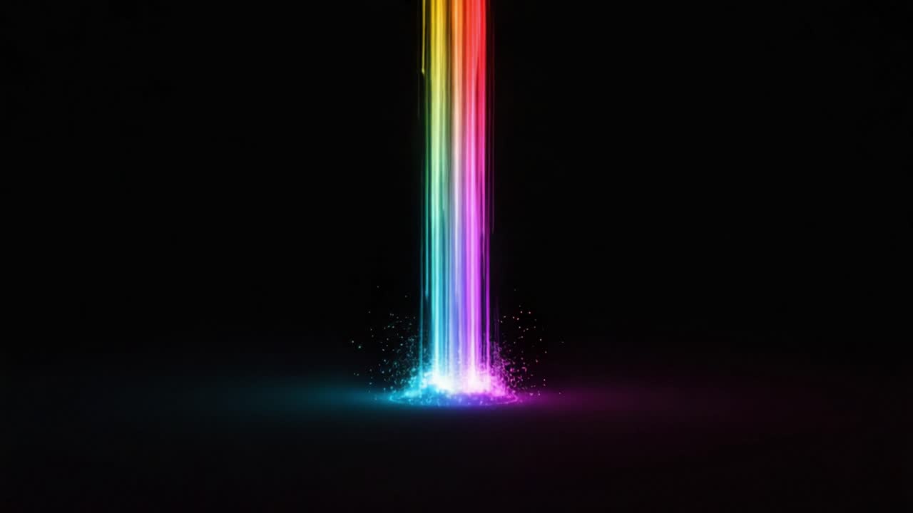 A Spectacular Display of Vibrant Colors Flowing Downward in a Digital Art Representation, Creating a Mesmerizing Visual Experience in Dark Background