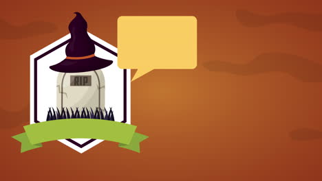 happy halloween celebration with graveyard and witch hat
