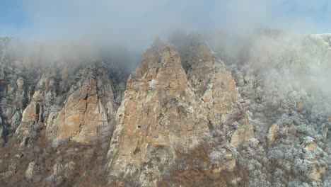 misty mountain peaks in winter