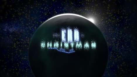 Merry-Christmas-with-planet-and-stars-in-black-galaxy