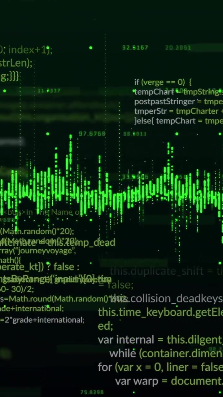 Animation of data processing on black background