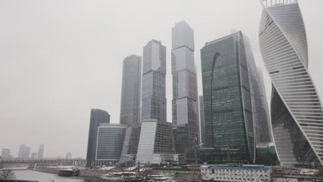 moscow city skyline on a cloudy day