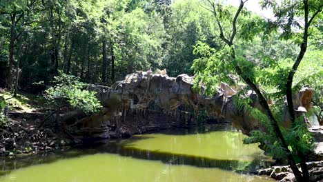 static video of an odd looking bridge in the old mill at little rock, arkansas