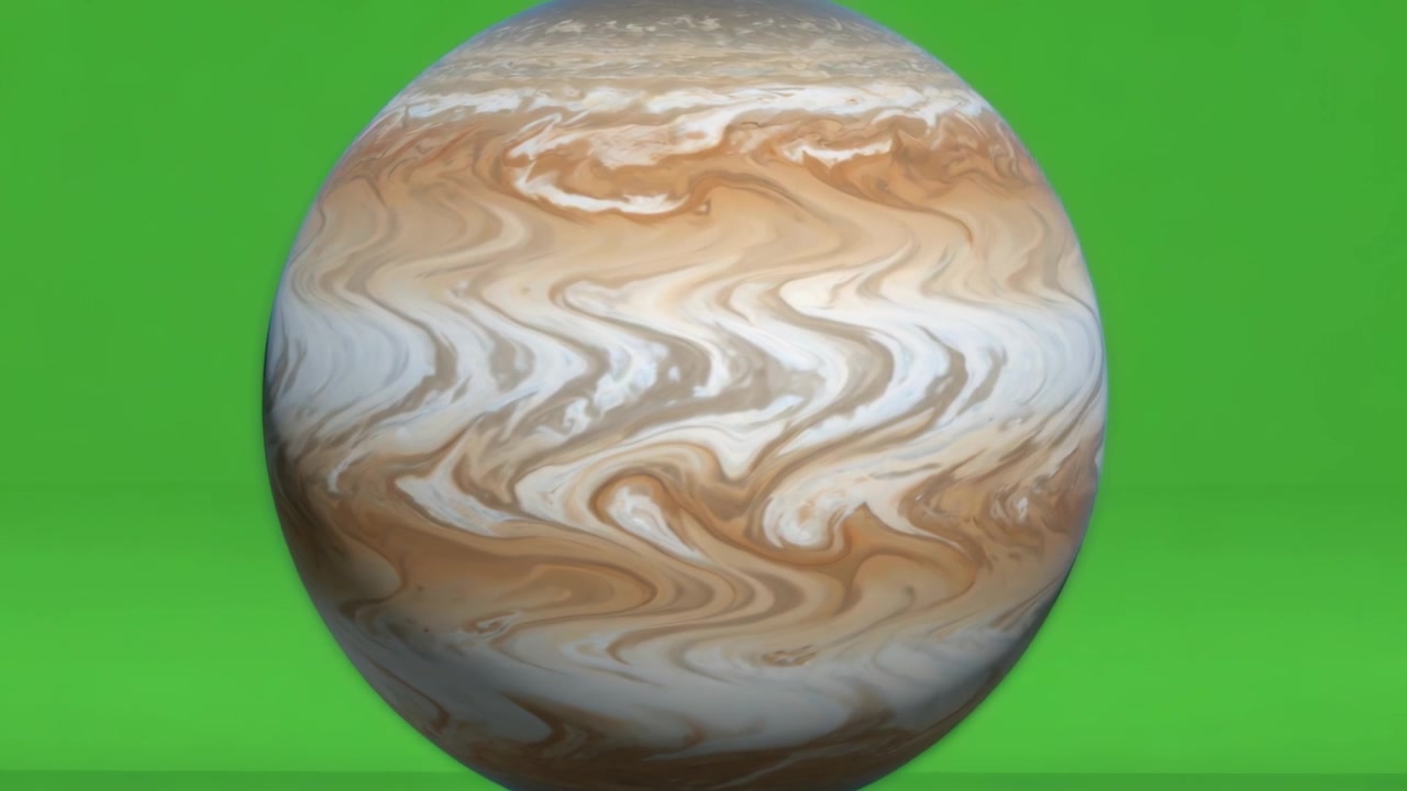 Zooming camera showing marbled sphere hovering over floor soft shadow green screen for detail