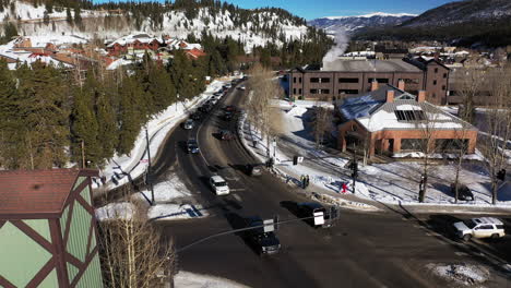 small town in america after winter snowstorm