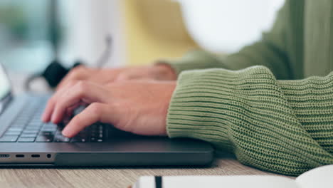 Person,-hands-writing-and-typing-on-laptop