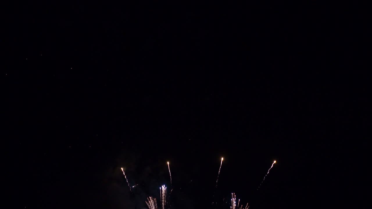 Bellissimo spettacolo pirotecnico colorato di notte per una celebrazione durante un festival.