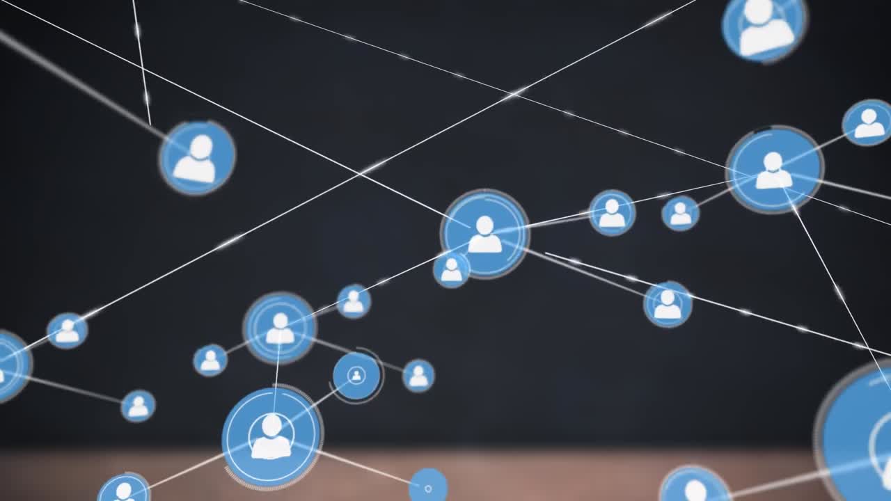 animación de la red de conexiones con las personas iconos sobre fondo gris