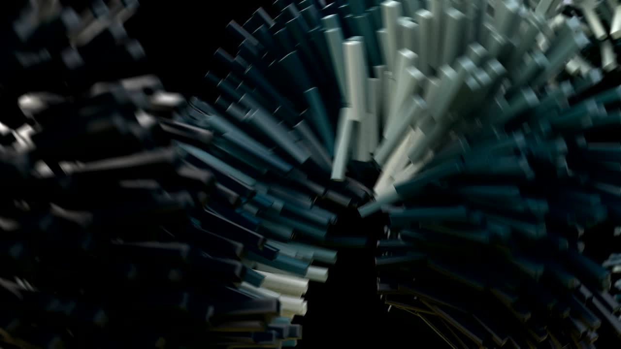 3D animation depicting data blocks flowing on a network.