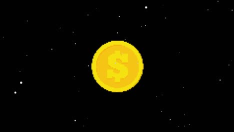 el icono de fallo de la moneda del dólar de pixel animado.