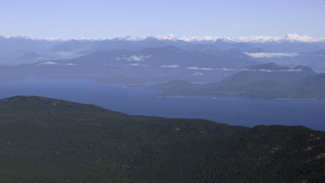 Panoramic-View-Of-The-Crossing-Strait-Of-Georgia---Aerial-shot