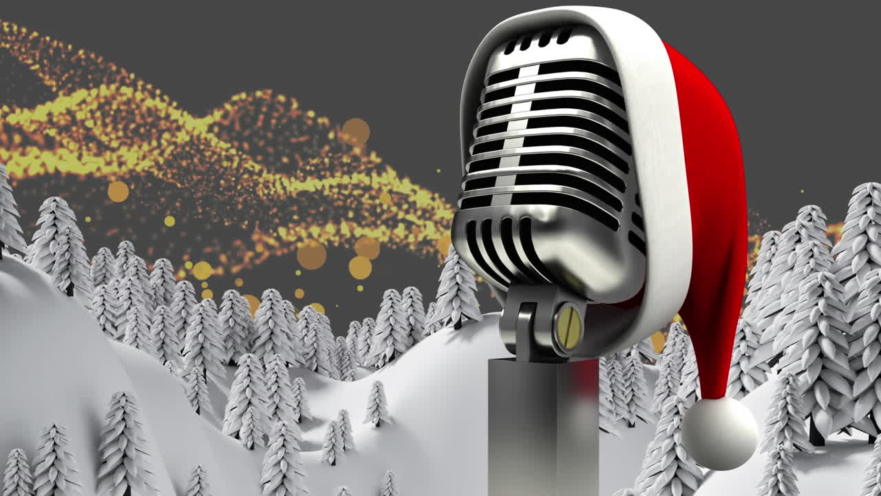 анимация микрофона в ночное время зимний пейзаж