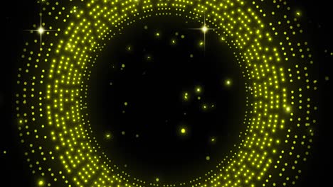 Animation-Sich-Drehender-Gelb-Leuchtender-Kreise-Auf-Schwarzem-Hintergrund