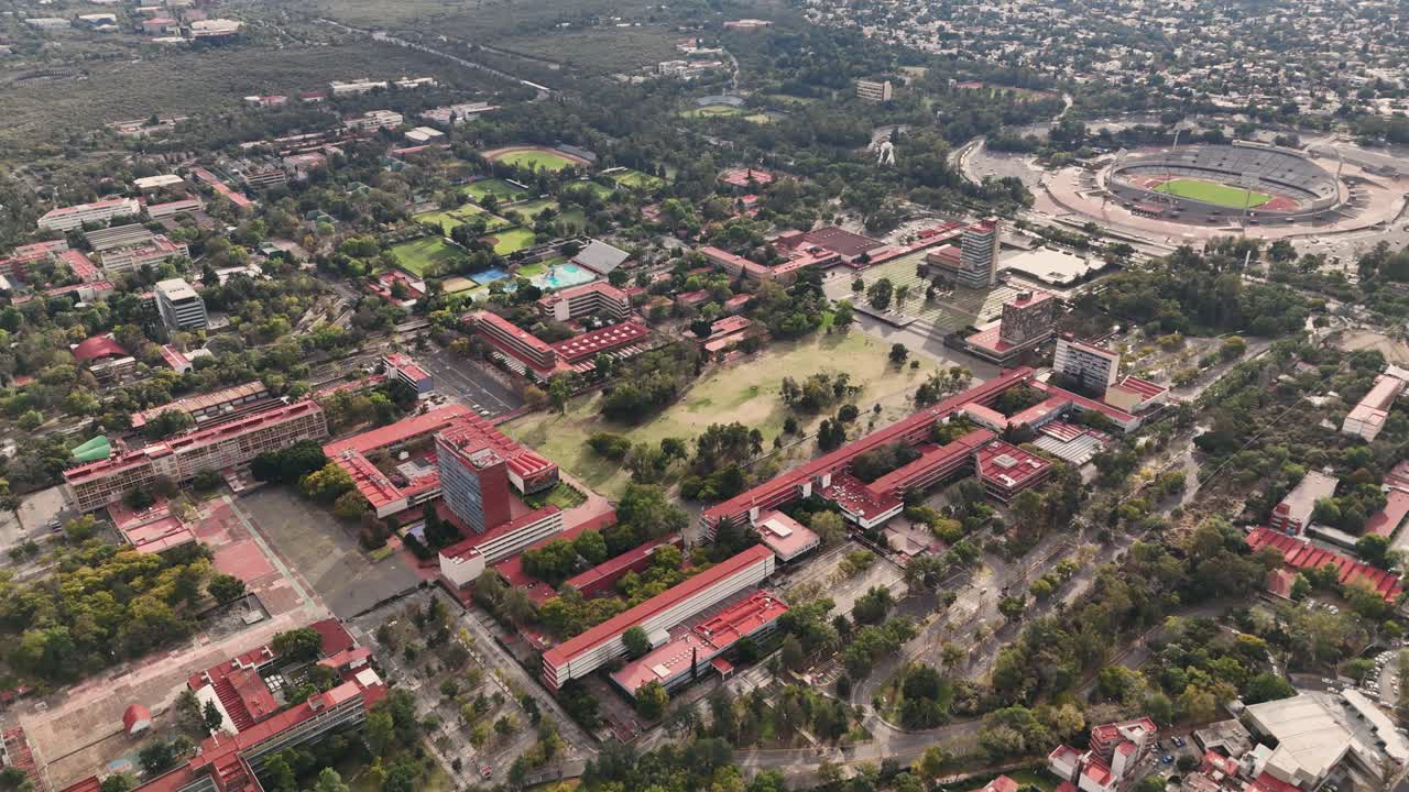 University campus seen from a drone, Mexico City