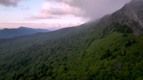 grandfather mountain at sunset aerial from linville nc