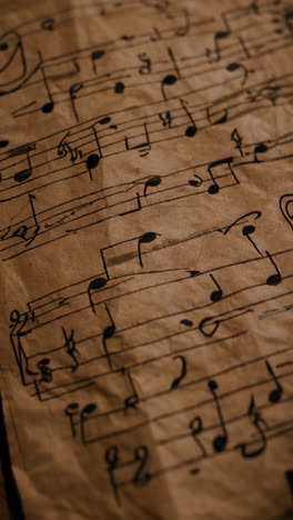 close-up of vintage sheet music