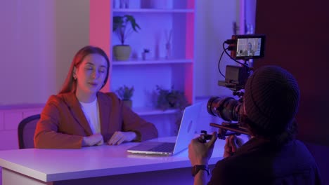 video interview in a modern studio