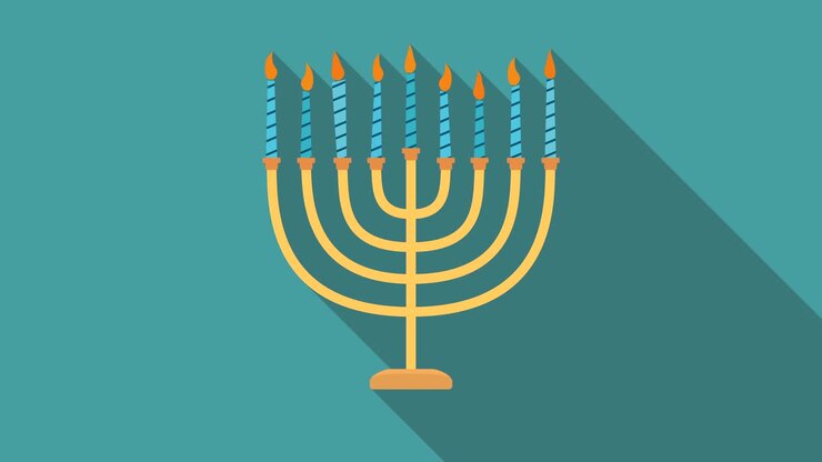 Hanukkah holiday Menora flat design animation icon