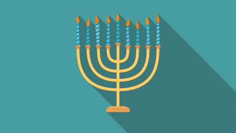 las vacaciones de hanukkah menora diseño plano icono de animación